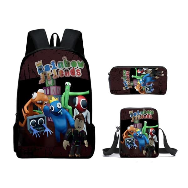 Rainbow Friends Backpack School Bag Pencil Case Lunch Bag Three-Piece Set