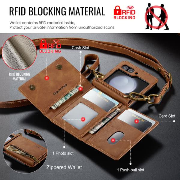 Kompatibel med Samsung Z Flip6/5/4/3 pung etui med lynlås sort