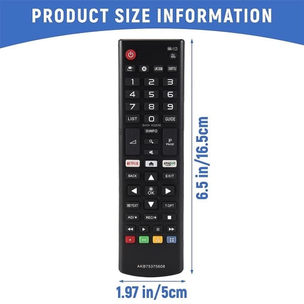 Erstatningsfjernbetjening AKB75375608 til LG TV sort