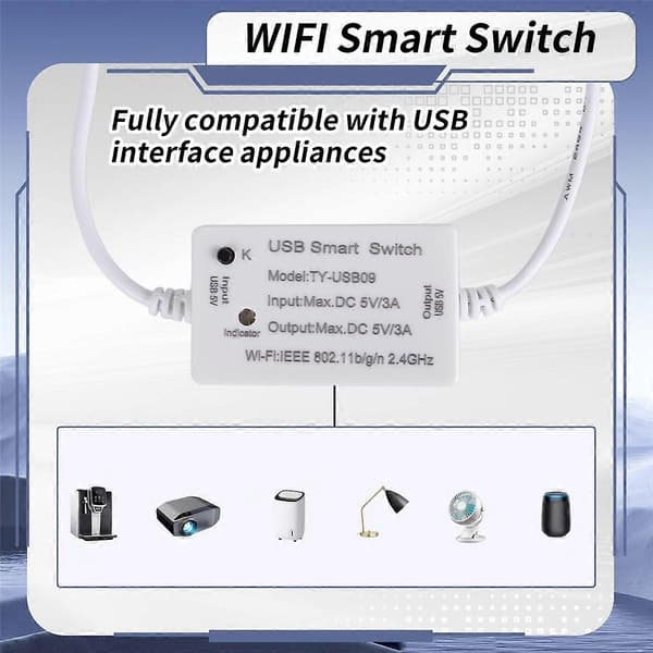 Tuya USB Smart Switch WIFI Controller Universal Switch Timer Smart Life for USB Devices for Alex