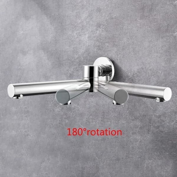 Badekarstud, 180° drejelig, badekarstud, messing, foldbar, rundt mundstykke, vandhane, vægmonteret, G1/2, krom