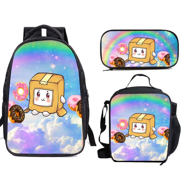 Lankybox Cartoon School Bag Student Lunch Bag Three-Piece Style 4