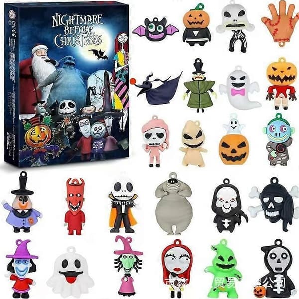 Advent Calendar Countdown Blind Box Halloween Skeleton Horror Theme 24 pcs Surprise Collectible Toy Gift Box B