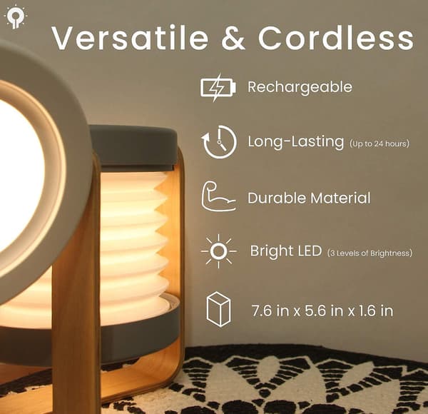 Foldable LED Touch Lamp, Foldable Telescopic Night Light, Table Lamp Grey