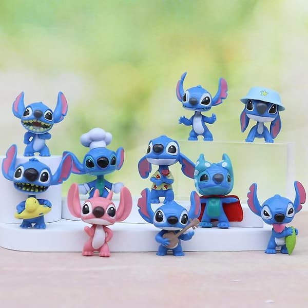 PVC Stitch 10-dels sett kakepynt Lilo og Stitch anime håndholdt figurkapsel