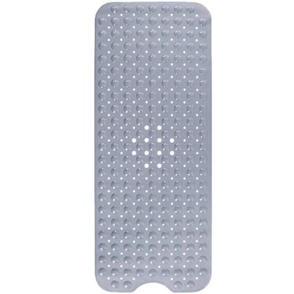 Non-slip PVC Bathroom Mat 100x40cm - ANNEFLY Solid Grey Machine Washable