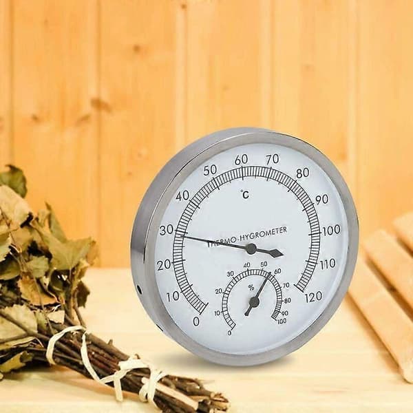 Badstutermometer, 2-i-1 badstu i rustfritt stål Badstutilbehør Termometer Hygrometer Termo-hygro