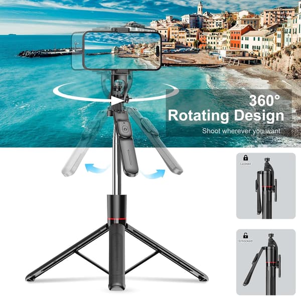 67\" Selfie Stick Tripod for iPhone with Remote Control Phone Holder and 1/4\" Screw Extendable Travel Tripod for Mobile Camera
