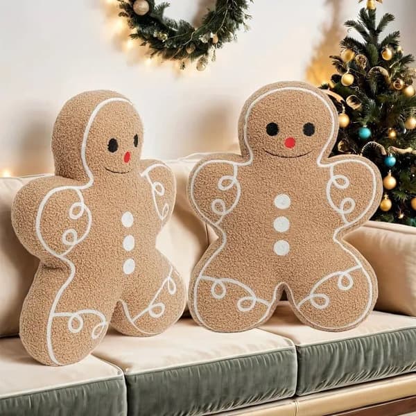 1/2-pack julkuddfodral pepparkaksgubbe – Julkudde formad som pepparkaksgubbe för soffa, vardagsrum & säng, 33×43 cm_OF 1-pack 1-Pack
