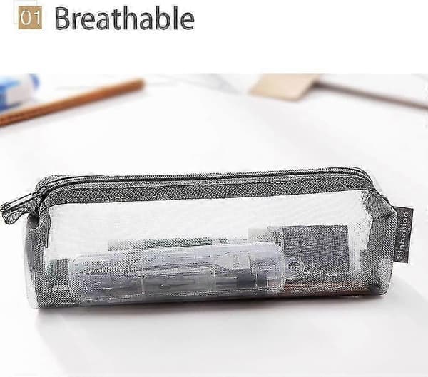 Mesh Pencil Case Makeup Bag Tool Bag Storage Pouch School Office white