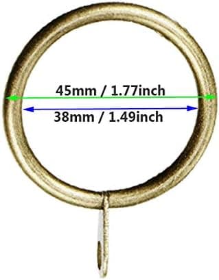 36-pack 38 mm innerdiameter mässingsfärgade metallringar för gardinstänger