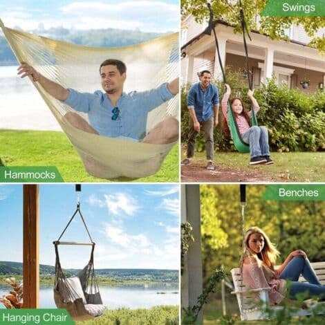 150 cm Polyester Hammock Straps - 2 Locking Carabiners Tree Protection Included Max Load 550 kg