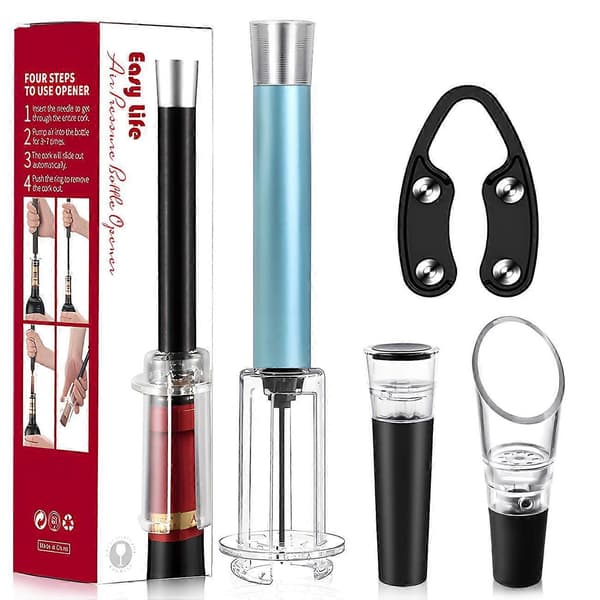 Vinkorkåpner - Luftpumpe Korkfjerner Vinflaskeåpner Sett blå blue 4 pcs