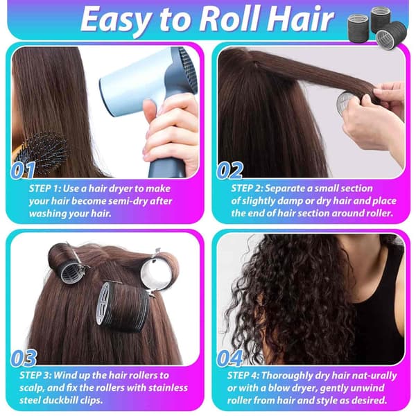 Hair Curlers Hair Rollers 48 Pcs Set with 24 Hair Rollers 4 Sizes (6 Jumbo Rollers/6 Large Rollers/6 Medium Rollers/6 Small Rollers) and 24 Hair Clips