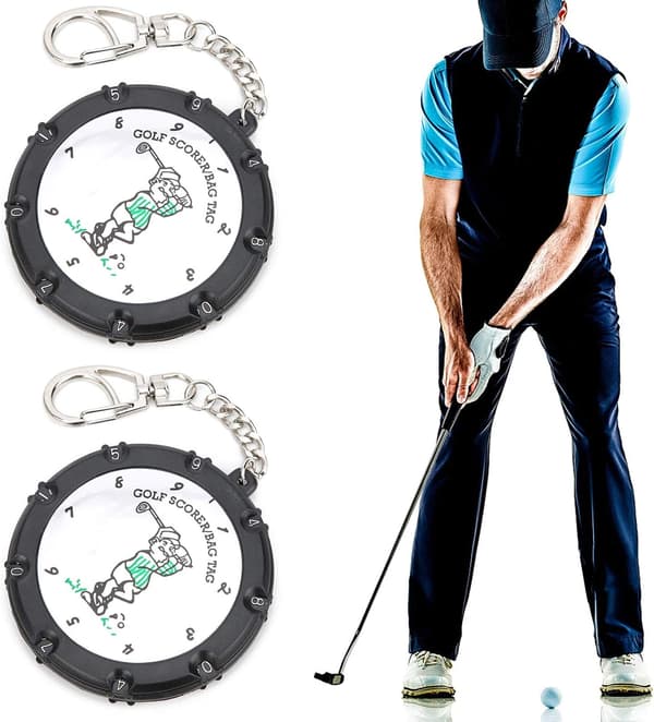 Set of 2 Golf Score Counters Score Golf Counter Running Counter Durable Plastic Adjustable + Metal 18 Hole Golf Accessories