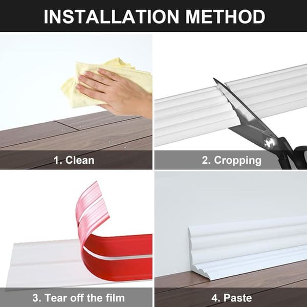 White self-adhesive decorative strips 3m x 4cm, flexible TPE decorative strip, self-adhesive, ceiling strips, self-adhesive corner strip