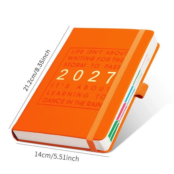 2027 Planner (engelsk version) | Kalender | Notesbog | Registrering af arbejdseffektivitet | Bandageplanlægning | Orange ORANGE