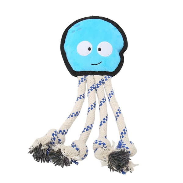 Squeaky Dog Toy Interactive Reduce Boredom Octopus Dog Toy with Rope for Dogs Chewing Biting Training