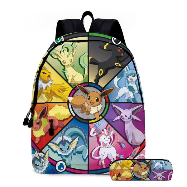 Cartoon Backpack Two-Piece Set Anime Student School Bag Pencil Case Large Capacity Portable Lunch Bag A8