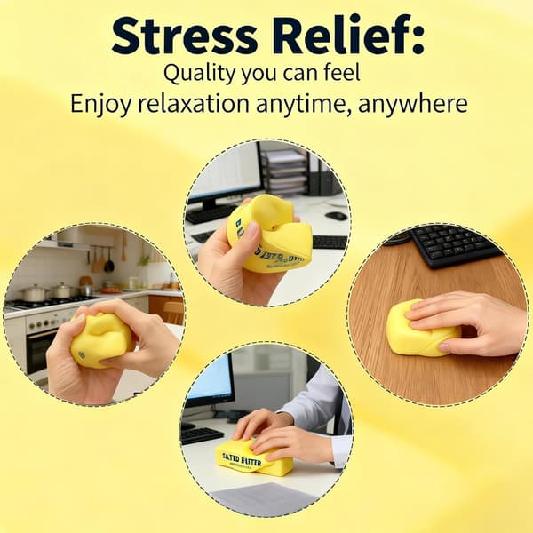 Smör Squishy Leksak, Långsamt Stigande Ostkub Stresslindrande Fidget Leksak för Barn & Vuxna