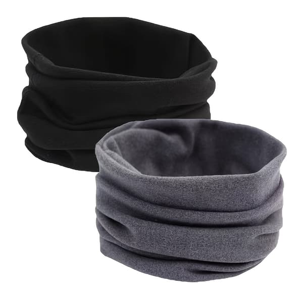 2-pack tjocka sammetshalsdukar för män och kvinnor - vindtäta, varma, enfärgade, elastisk passform, maskintvättbara, perfekta för höst- och vintermode Black1+Grey1 One-size