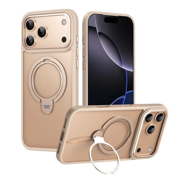 iPhone 17 Pro Max Cover med Dobbelt Ring MagSafe Magnetisk Holder Brons