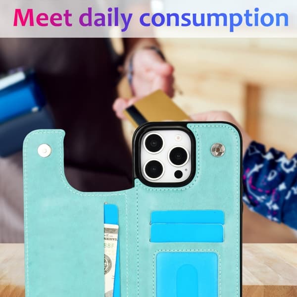 iPhone 16 Pro Max Cover - Dobbelt Spænde Mandala Læder Etui Grön