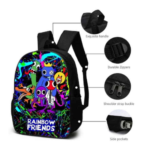 Rainbow Friends Backpack School Bag Pencil Case Lunch Bag Three-Piece Set