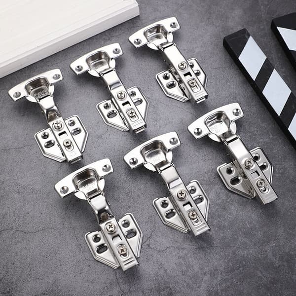 Hinge with integrated soft-close mechanism, automatic closing hinge for kitchen cabinet doors, set of 6