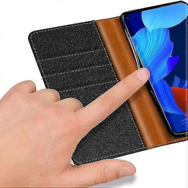 Huawei Nova 5t Cover Huawei Nova 5t Tekstureret Fiber Beskyttelse Sort