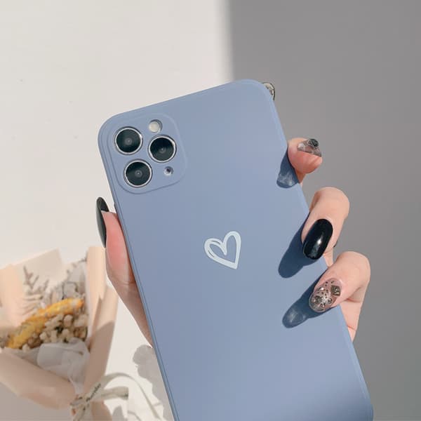 Kompatibel med iPhone, enkelt sødt kærlighedshjerte skiferblå Slate Blue iPhone15pro
