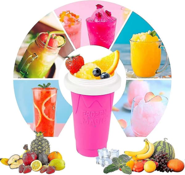 Slushie Cup Slushy Maker Iskopp Silikonkopp Pinch Cup Sommerkjøler Smoothies Kopp Dobbeltlags Presskopp Slush Maker Kopp Smoothie Kopp