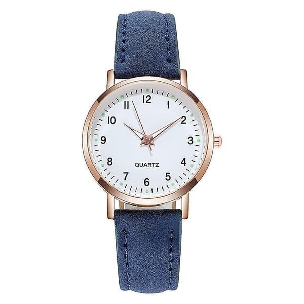 Damklocka med diamanter, lysande retro, kvartsarmbandsur blue