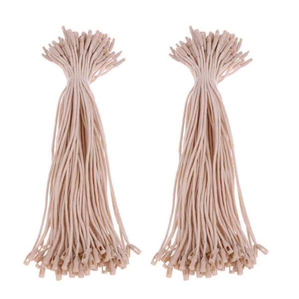 Etikettfester - Pakke med 200 Beige Tretrådet Bomullssnor Medium [20 cm lang], Kulehode
