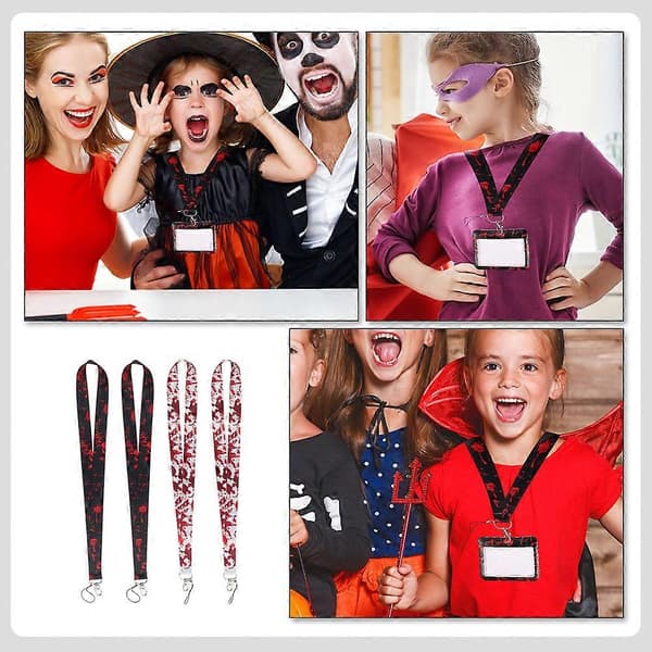 Halsstropp i polyester med anti-tapsfunksjon 4 stk Halloween-gave