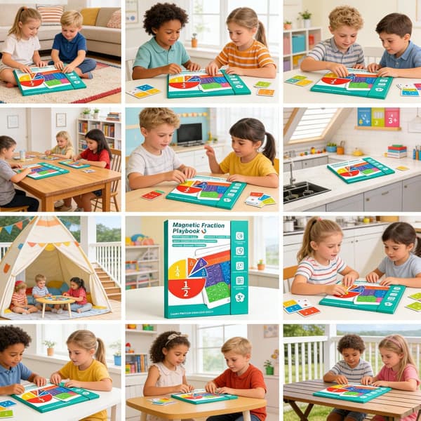 Magnetic Fraction Learning Book - Interactive Math Game Set for Kids | Foldable Teaching Board with Color Segment Pieces, Hands-on Visual Education