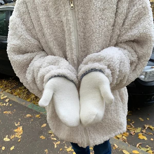 Vinter Varma Plys Handsker Elastiske Bløde Fuld Finger Lysegrå 21,5*7,5cm black