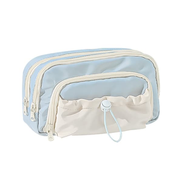 Five-layer large capacity pencil case, multi-functional pencil case, cute pencil storage bag blue Blue