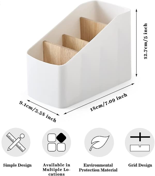Remote Control Organizer with 4 Compartments, Removable Desktop Storage Box, Remote Control Holder