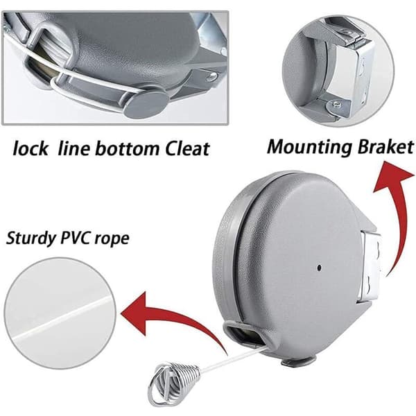 Retractable Clothesline, 12M Clothes Drying Rack, Non-slip Retractable Portable for Camping, Removable