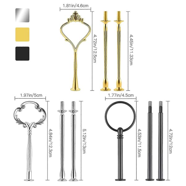 9 Sæt Kageopsats Hardware Kit Etagefad Hardware Beslag til Kageopsats, 3 Etagers Kageopsats Beslag_Supergave