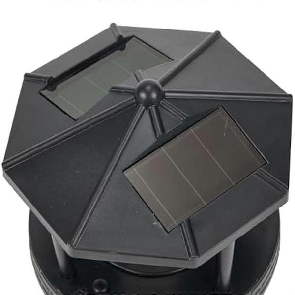 LED Solar Powered Lighthouse, 360 Degree Rotating Lamp LED Solar Lighthouse Landscape Garden Lights Black