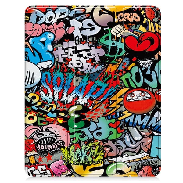 For iPad Air 13 (2024) Slim Fit Tri-Fold Case Pen Slot - Graffiti multifärg multicolor