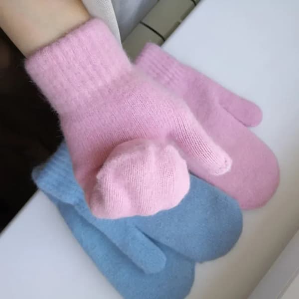 Vinter Varma Plys Handsker Elastiske Bløde Fuld Finger Lysegrå 21,5*7,5cm camel