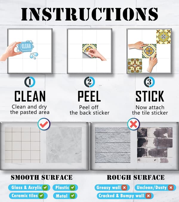 20 pcs tile stickers (15x15cm, yellow), bathroom decorations