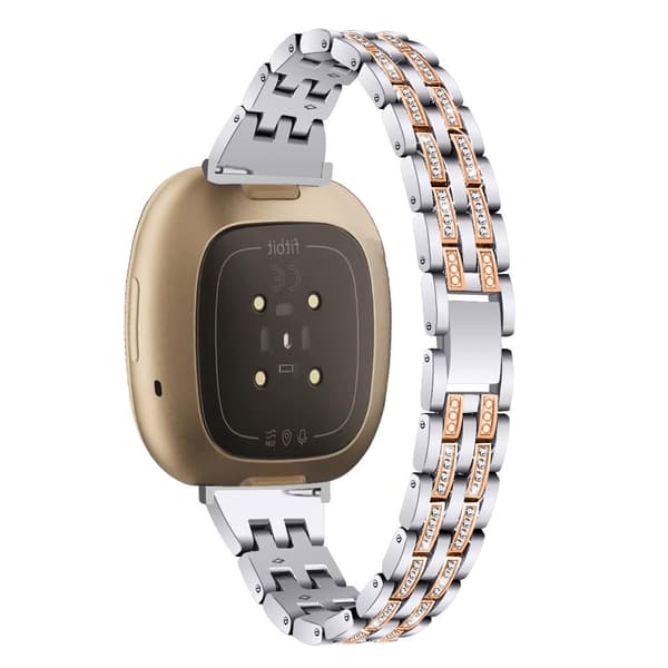 Dobbelt række armbånd Fitbit Versa 3/Sense Sølv/Rosa Guld