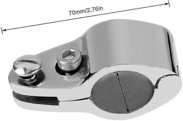 2 stk. rustfrie rørklemmer for båter, hengselbeslag 32mm