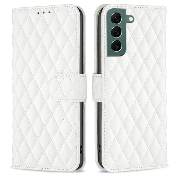 Mat Samsung Galaxy S22 Plus etui med diamantmønster - Hvid Vit white