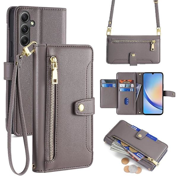 Glidelås lommebokveske for Samsung Galaxy A34 5G Grey
