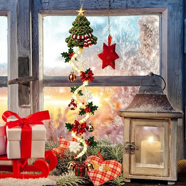 Julbåge med festlig belysning; festlig dörrdekoration för vardagsrum, sovrum och entréer (Julgran) Christmas Tree